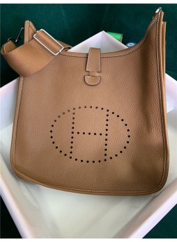 Her.mes Evelyne III PM Bag Clemence Leather In Camel High